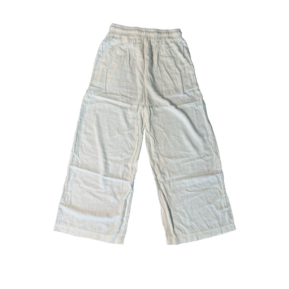 Zenana Beige Elastic Drawstring Waist Linen Pants Medium - Picture 4 of 4